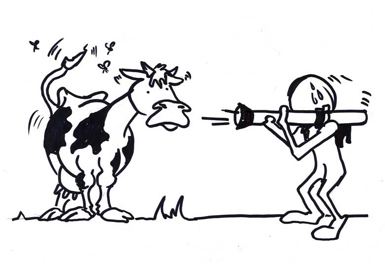 Strzelanie do krowy z bazuki